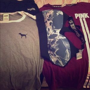 PINK - black joggers, sports bra, shirt